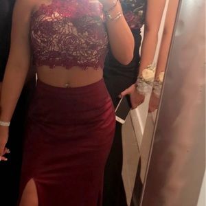 Maroon prom dress from Azaria Bridal only worn once kept in great condition.